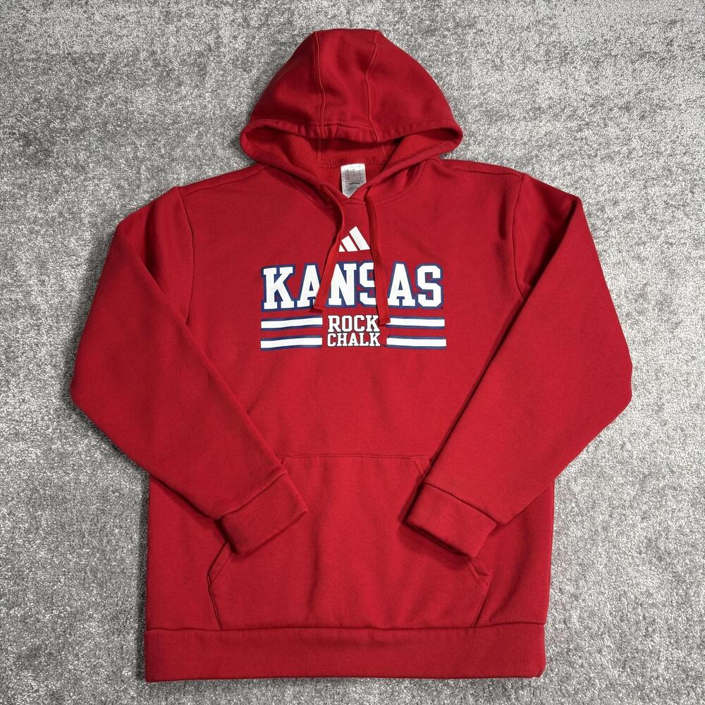 Kansas Jayhawks Hoodie Sweatshirt Mens Small Red Adidas NCAA Basketball
